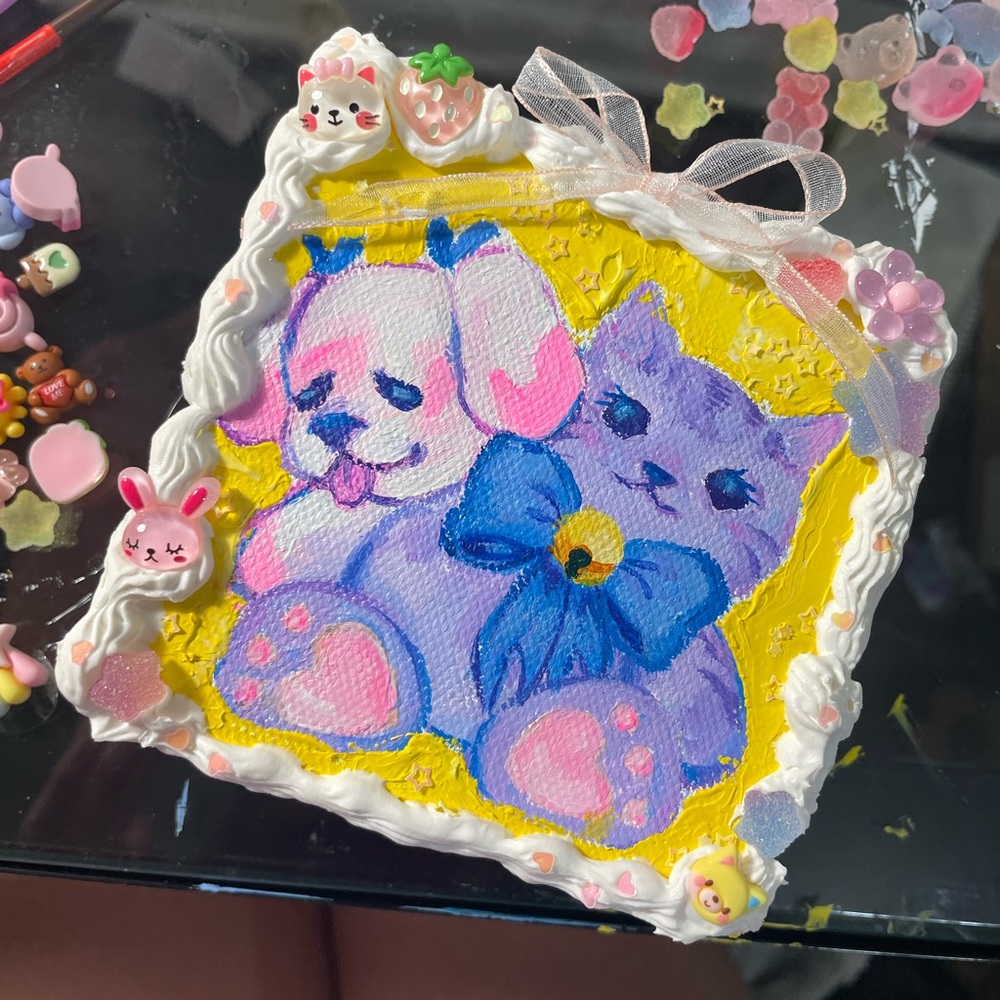 COMMISSIONS OPEN | KAWAII DECO PAINTING | Decodant | Puppycat | Original Art